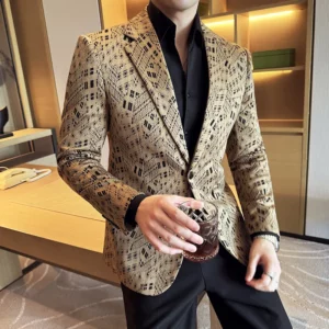 Men's Formal High-quality Plaid Suit Jacket 2025 Autumn New Slim Fit Business Wedding Social Dress Jacket Blazer Size 4XL-M - Image 6