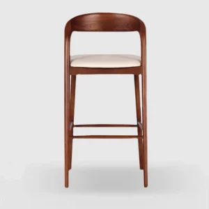 Bar Stool Modern Simple White Tsubon Wood Bar Chair Backrest Household Solid Wood High Stool Cafe Bar Chair - Image 4
