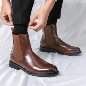Classic Fashion Men Boots Winter Leather Shoes Autumn Business Chelsea Boots British Style Hombres Botas High Top Footwear Dress - Image 4