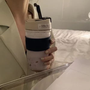 Korean Glass Water Bottle ins Portable Glass Cup With Lid Straw For Coffee Milk Tea Juice Anti-scalding School Drink Bottle Gift - Image 2