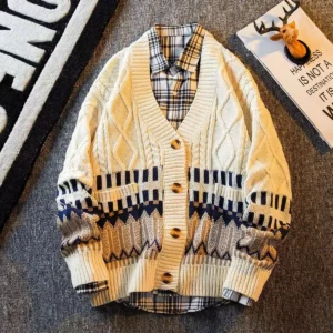 Spring Cardigan Oversized Sweater Men Pullover Hip Hop Streetwear Loose Knitwear Harajuku Knitted Sweater Coat - Image 4