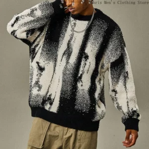 Men's Fashion Match Color Striped Sweater Autumn/Winter 2024 New Loose Men's Pullover Sweater Casual Soft Fur Coat Hoodie Men - Image 3