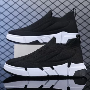 Men's shoes autumn low-top breathable lightweight slip-on casual shoes men's thick soled outdoor fashionable flying woven shoes - Image 5