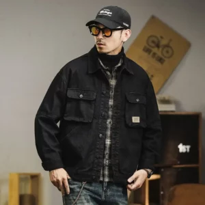 Retro Denim Jacket Men's Autumn Trendy Casual Jacket Men's Trendy French Workwear - Image 5