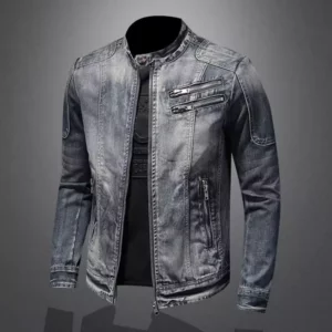 Men Denim Jackets Coats Zipper Coat Slim Fit Casual Solid Turn Down Collar Full Sleeve Regular Jacket Autumn Winter 2024 - Image 1