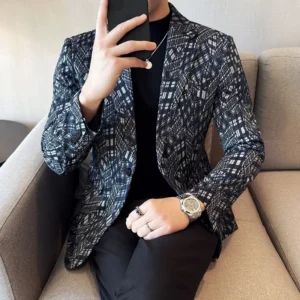 Men's Formal High-quality Plaid Suit Jacket 2025 Autumn New Slim Fit Business Wedding Social Dress Jacket Blazer Size 4XL-M - Image 2