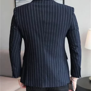 1 Piece Striped Men's Suit Jacket Slim Fit Blazer Single-breasted Suit Business Casual Professional Formal Business Jackets - Image 2