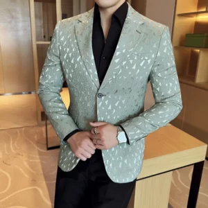 New British Style Korean Style Suit Jacket Business Formal Slim Fit Fashionable Printed Jacket Social Ball Groom Tailcoat Blazer - Image 3