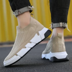 Men's shoes autumn low-top breathable lightweight slip-on casual shoes men's thick soled outdoor fashionable flying woven shoes - Image 3
