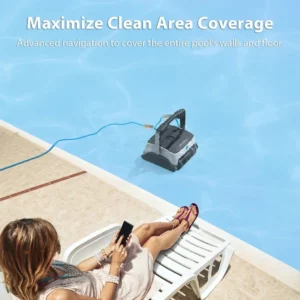 Robot Pool Cleaner Robotic Swimming Pools Automatic Vacuum High Suction Wash the Floor and Wall 15m Floating Cable Save Water - Image 5