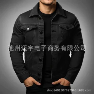 Men Denim Jacket Single Breasted Coats Washed Jackets Turn Down Collar Outerwear Long Sleeve Jackets Casual Spring Pockets - Image 3