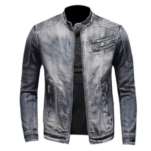 Men Denim Jackets Coats Zipper Coat Slim Fit Casual Solid Turn Down Collar Full Sleeve Regular Jacket Autumn Winter 2024 - Image 4
