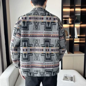 Spring Autumn Korean Trendy Handsome Fashion Jacket Men Casual Youth Male Coat Striped Turn-down Collar Loose Streetwear Clothes - Image 5