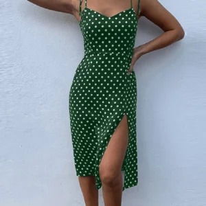 Dresses Sundress Summer Women Causal Polka Dot Sleeveless High Pleated elastic waist V-Neck Beach Dress Vestidos De Verano - Image 5