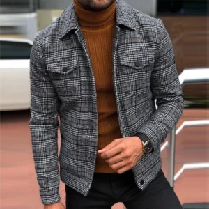 Men's Lattice Open Jacket Casual Coat Men's Insulated Cargo Multi Pocket Jacket Coat - Image 1