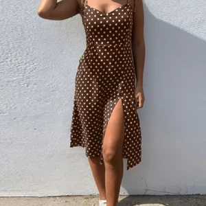 Dresses Sundress Summer Women Causal Polka Dot Sleeveless High Pleated elastic waist V-Neck Beach Dress Vestidos De Verano - Image 4