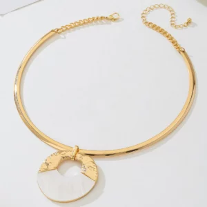 Jewelry Set For Women Girls Geometric Elegant Round Fritillary Pendant Necklace Earrings Ladies Banquet Party Fashion S257 - Image 4