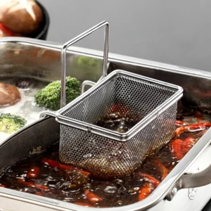 304 Stainless Steel French Fries Pasta Basket Hot Pot Colander with Hook Drainer Oil Filter Mesh Sieve Strainer Spoon Kitchen - Image 2