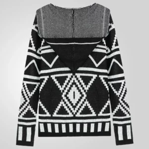 Men Cardigan Open Stitch Sweaters Mid Length Coat Hooded Full Sleeve Splice Knit Casual Regular Coats Autumn Winter 2024 - Image 4