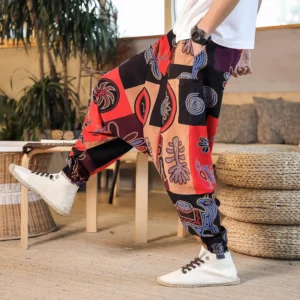 2024 Men Harem Pants Print Retro Drop Crotch Joggers Trousers Men Baggy Loose Nepal Style Men Casual Pants M-5Xl - Image 4