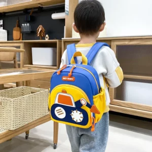 Kids Backpack for Boys Girls Toddler School Kindergarten Cute Construction Truck Car Design Trendy Casual Backpack - Image 3