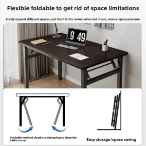 Rectangle Folding Table Desktop Computer Table Walnut Stall Long Table Training Desk Household Simple Desk - Image 3