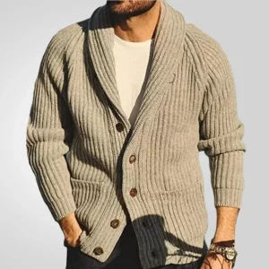 Coat Men Cardigan Sweaters Turn Down Collar Full Sleeve Coats Single Breasted Solid Open Stitch Autumn Winter Outerwear - Image 1