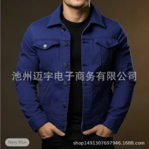 Men Denim Jacket Single Breasted Coats Washed Jackets Turn Down Collar Outerwear Long Sleeve Jackets Casual Spring Pockets - Image 5