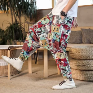 2024 Men Harem Pants Print Retro Drop Crotch Joggers Trousers Men Baggy Loose Nepal Style Men Casual Pants M-5Xl - Image 2