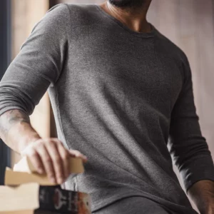 Maden New Men's Solid Elastic Slim Fit Inner Wear Underwear O-neck Thermal Underwear Set Long Sleeve Thermal Suit for Winter - Image 2