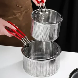 304 Stainless Steel Fried Mesh Kitchen Fry Basket Cooking Basket Fry Pan Oil Pan Strainer Noodle Spoon Colander French Fries - Image 3