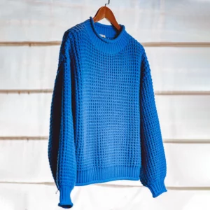 MADEN Women Cornflower Blue Knitted Sweater 2024 New Autumn Winter Long Sleeve Curled Collar Knitwear Warm Pullover Sweater - Image 6