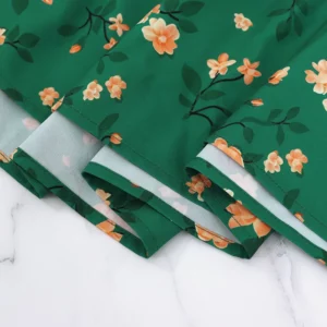 Summer American European New Fashion Women's Printed Square Neck Short Sleeve Knee Length Suspender Dress Casual Female Clothes - Image 6