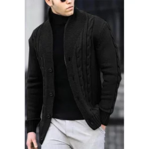 Autumn and Winter New Men's Casual Warm Coat Sweater Cardigan Sweater Men's Long-sleeved Zipper Sweater - Image 4