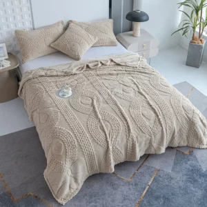 2025 spring and summer new Tafu fleece blanket solid color jacquard simple blanket multi-functional blanket no pillowcase - Image 9