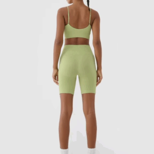 European and American Seamless Thread Yoga Shorts, Three Part Yoga Pants, Seamless Sports Tight Fit, High Waisted Fitness Pants - Image 3