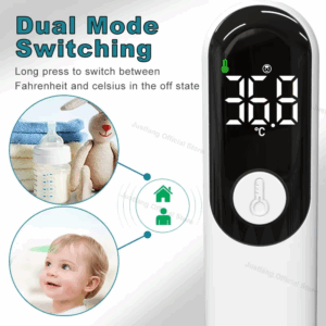 JUSTLANG Rechargeable Thermometer LED Forehead Digital Infrared Medical Thermometer Body Temperature Fever for Baby Adult - Image 3