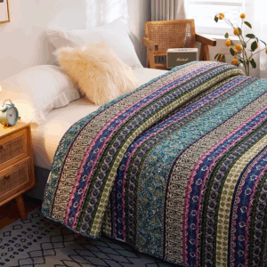 Floral Quilted Bedspread on the Bed, Student Dormitory Blanket, Tatami Sheet Coverlet, Plaid Linen, Cubrecam Bed Cover, Co - Image 7