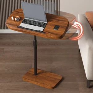 Height Adjustable Bedside Table Multi-Functional Sofa Desk Rolling Metal Frame Tray for Bedroom Balcony or Compact Living Room - Image 2