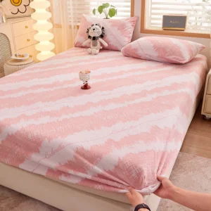 Carved Velvet Jacquard Single Fitted Sheet 1 Pcs Comfortable Bed Cover with Elastic Band Queen Double Mattress Protective Cover - Image 1