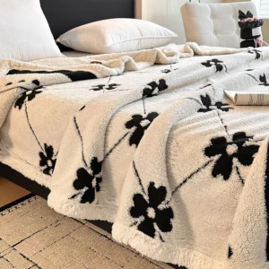 European Double-Layer Jacquard Lamb Wool Blanket Thick Sofa Throw Blanket for Office Winter Multi Purpose Warm Home Textile - Image 1