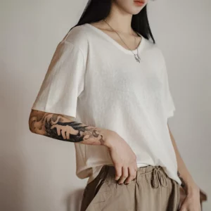 Maden New Casual Lightweight Short Sleeve T-Shirt Women's Summer Basic Crew Neck Tee Breathable Layering White Loose Fit Tops - Image 5
