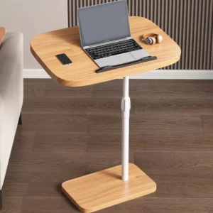 Height Adjustable Bedside Table Multi-Functional Sofa Desk Rolling Metal Frame Tray for Bedroom Balcony or Compact Living Room - Image 1