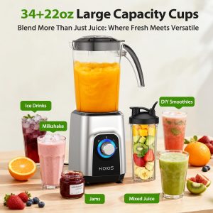 KOIOS Blender/Food Processor Combo Max 1000W, 4 in 1 34oz Pitcher, 22oz Blending Cup, Meat Grinder & Vegetable Chopper, Spice Grinder,BPA Free -All-in-One Kitchen System, Dishwasher Safe - Image 8