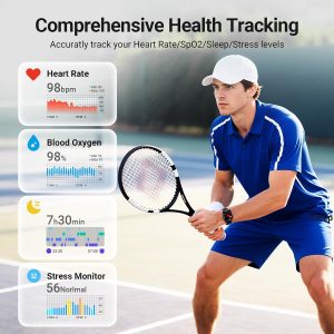 Smart Watches for Men (2 Bands), [1.85" AMOLED Screen] Fitness Tracker Compatible with Android/iPhone, 3ATM Waterproof, Bluetooth Calls, AI Control, Heart Rate/SpO2/Sleep Monitor, 7 Days Battery - Image 6