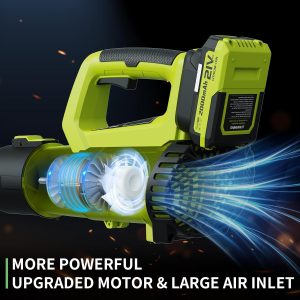 LEAPUL Leaf Blower Cordless with 2 Batteries & Fast Charger, Bright Green 21V Battery Powered, Powerful Airflow, 4Lbs Lightweight, One-Hand Use, Easy Assembly, Ideal For Patio & Lawn Care - Image 6