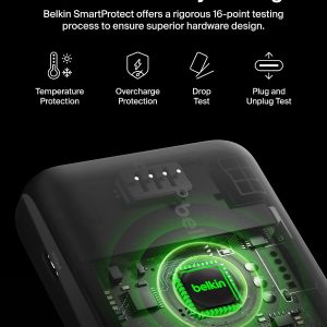 Belkin BoostCharge 10000mAh Power Bank with Digital Battery Display - Sand 10K Portable Charger, 2 x USB-C Port, 20W, Air-Travel Friendly, Pre-Charged, Detachable USB-C Cable Included, Lightweight - Image 2