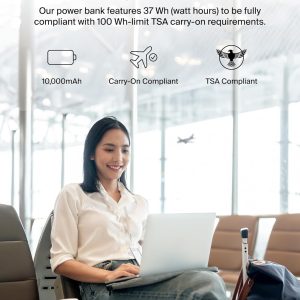 Belkin BoostCharge 10000mAh Power Bank with Digital Battery Display - Sand 10K Portable Charger, 2 x USB-C Port, 20W, Air-Travel Friendly, Pre-Charged, Detachable USB-C Cable Included, Lightweight - Image 4