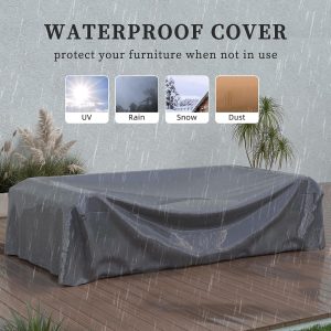 UDPATIO Patio Furniture Set, 5 Pieces Outdoor Conversation Sets with Rocking Swivel Chairs, Wicker Rattan Outdoor Sofa Set with Storage Table and Waterproof Covers for Backyard, Deck, Porch, Navy - Image 2