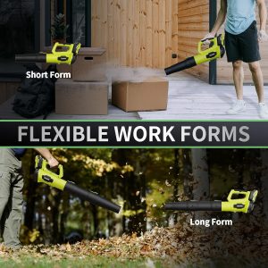 LEAPUL Leaf Blower Cordless with 2 Batteries & Fast Charger, Bright Green 21V Battery Powered, Powerful Airflow, 4Lbs Lightweight, One-Hand Use, Easy Assembly, Ideal For Patio & Lawn Care - Image 3